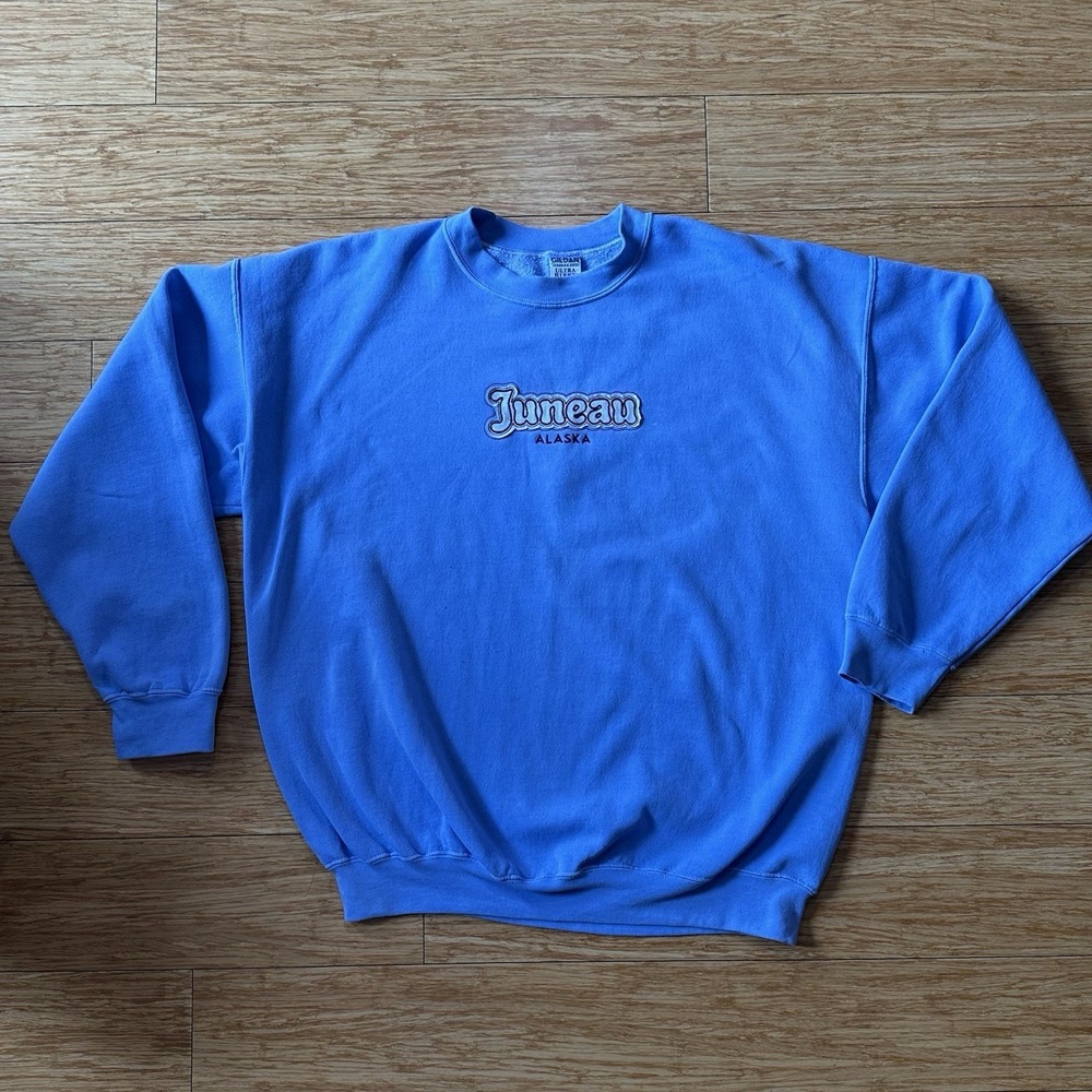 Vintage 90s Juneau Alaska Embroidered Pullover Crewneck Sweatshirt Size XL Read